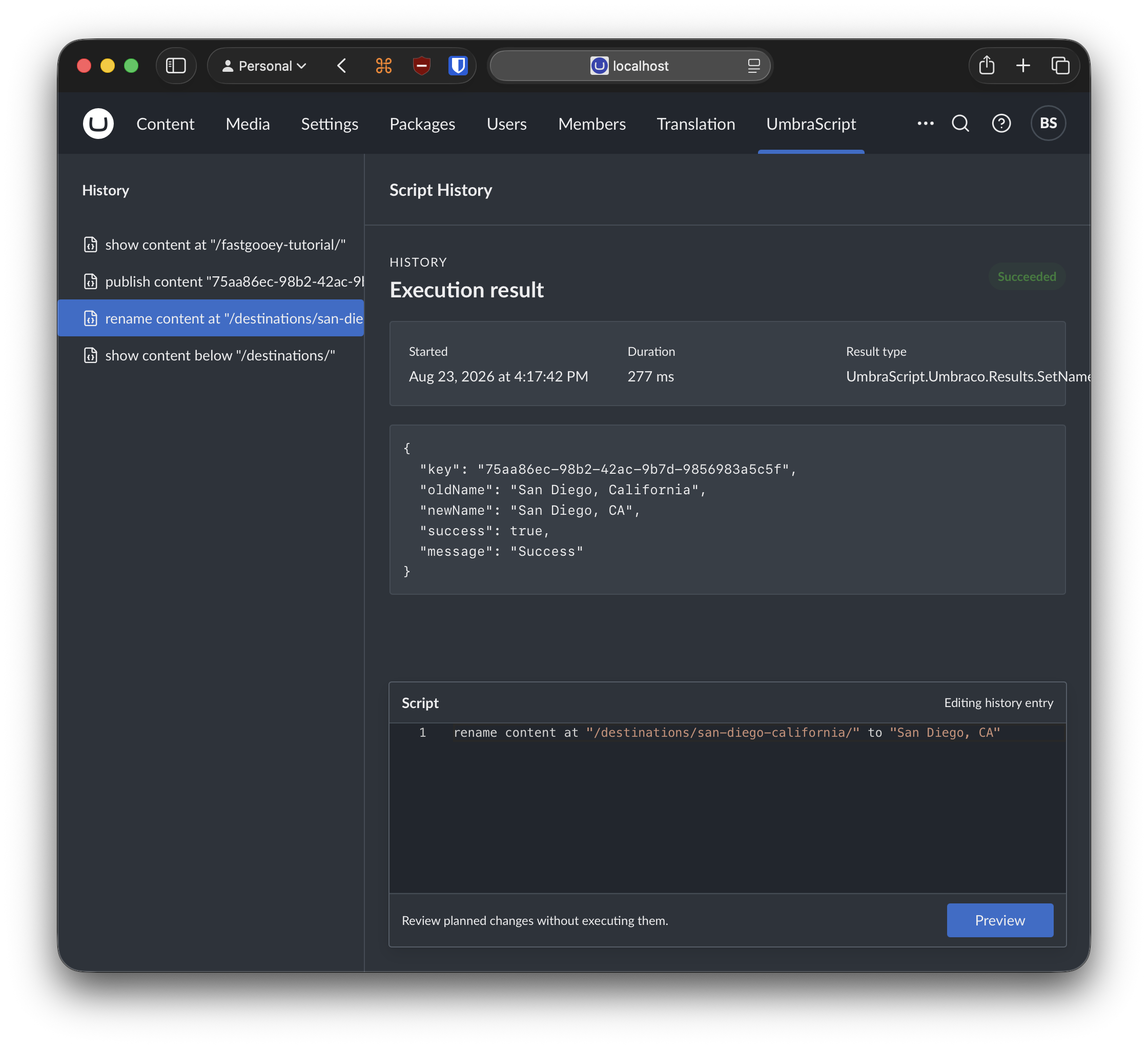 umbrascript editor in umbraco backoffice